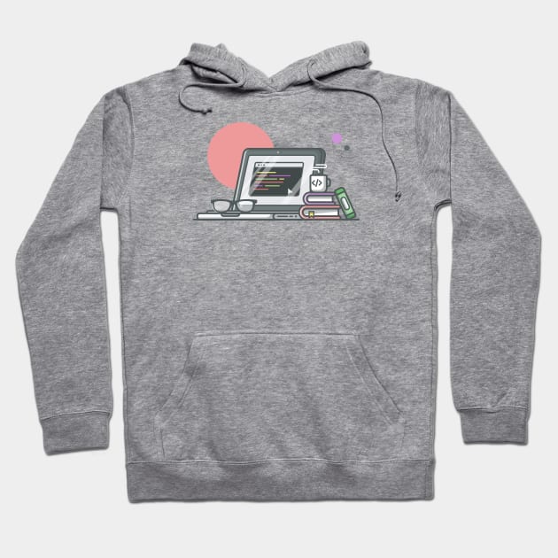 Laptop, book, eyeglasses Hoodie by Catalyst Labs